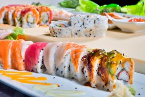 The Rainbow Roll, a great option for sushi lovers this Eat What You Want Day.